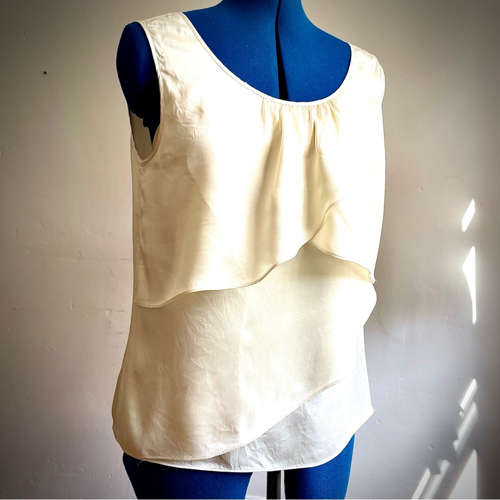 Talbots Silk Cream Sleeveless Blouse